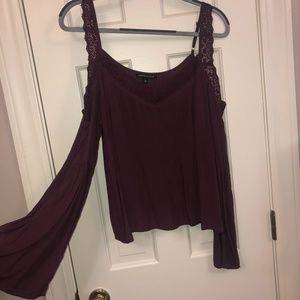 Lace detail cami w bell bottom sleeves